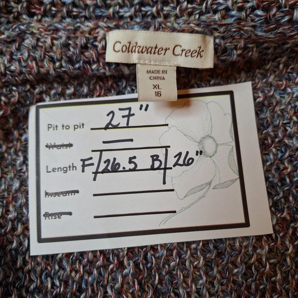 Coldwater Creek Open Front Blue/Gray/Wine/Cream Knit Cardigan, XL - Picture 3 of 5